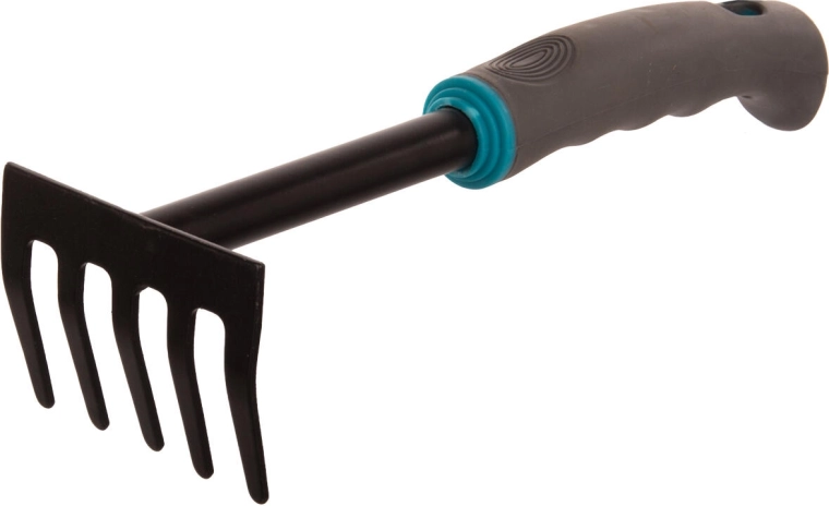 Râteaux de jardin avec manche, 5 dents, 28,5 cm