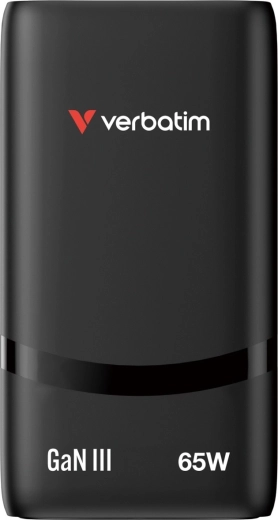 Chargeur GaN Verbatim Fold 'n' Go 65 W, 2× USB‑C (PD 3.0, PPS), noir
