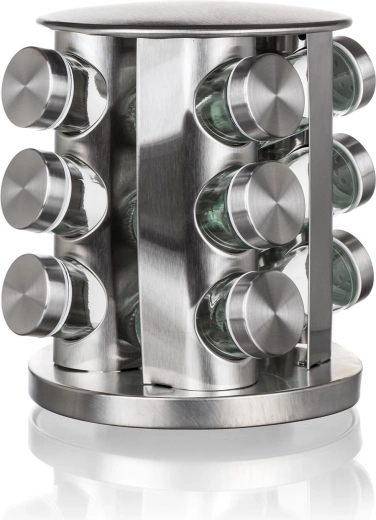 Set de pots à épices Banquet Akcent avec support rotatif - 12 pièces