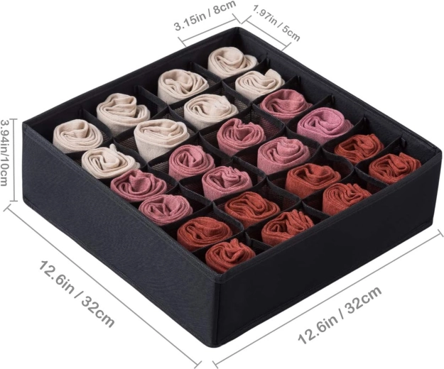 Organisateur textile pour tiroir avec 24 compartiments