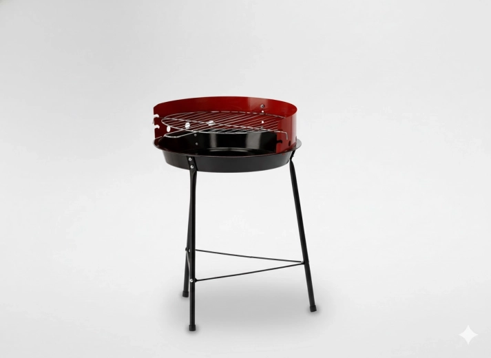 Barbecue rond portable au charbon avec pare-vent 33,5 cm