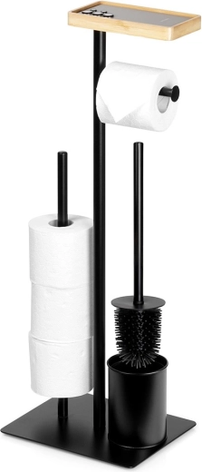 Porte-papier toilette avec brosse, noir, 68,5 cm