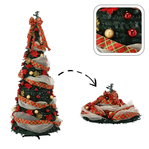 Sapin de Noël artificiel pliable Giada 180 cm avec éclairage LED