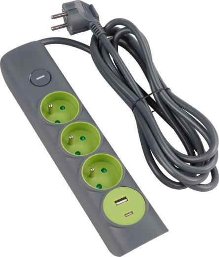 Rallonge électrique Retlux avec 3 prises et ports USB, 1,4 m