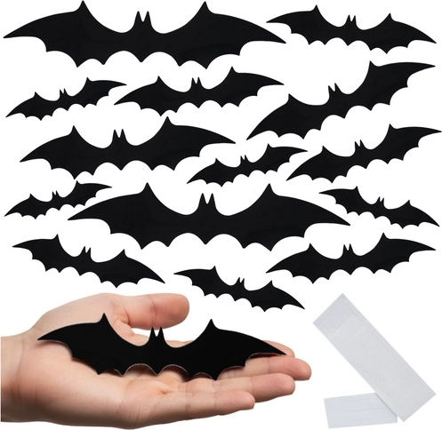 Ruhhy autocollants 3D de chauves-souris pour Halloween 56 pcs