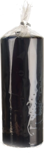 Bougie cylindrique noire brillante 7 × 18 cm