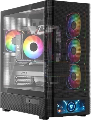 Boîtier PC MODECOM Volcano AQ500 ARGB Midi avec LCD, noir