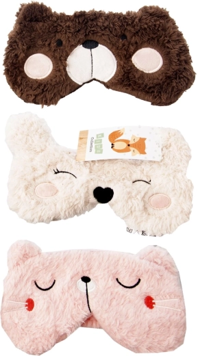 Masque de sommeil en peluche avec motif animal (assortiment)