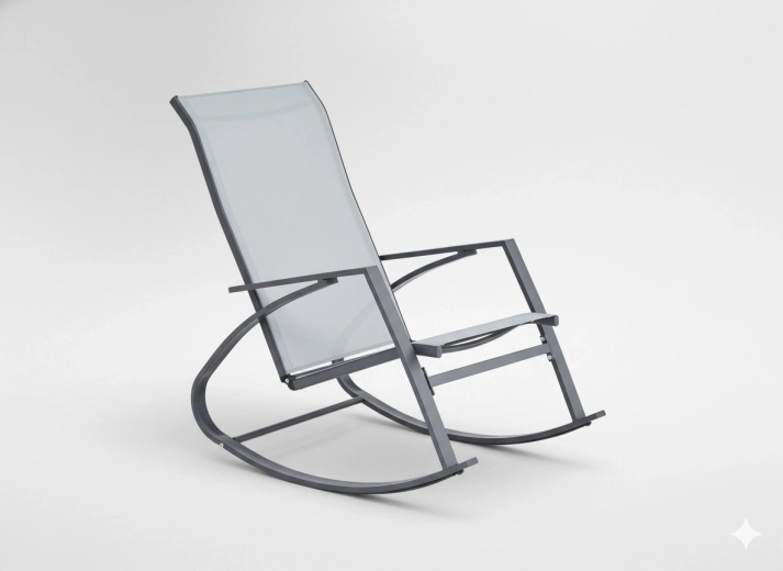 Fauteuil à bascule de jardin, gris, 60 × 104 × 95 cm