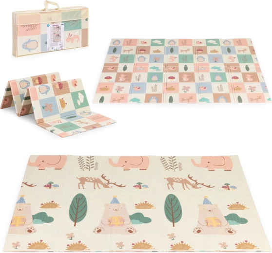Tapis de jeu en mousse éducatif réversible 200 × 150 cm, pliable avec sac IPLAY