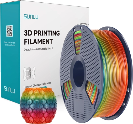 Filament PLA transparent arc-en-ciel Sunlu pour impression 3D