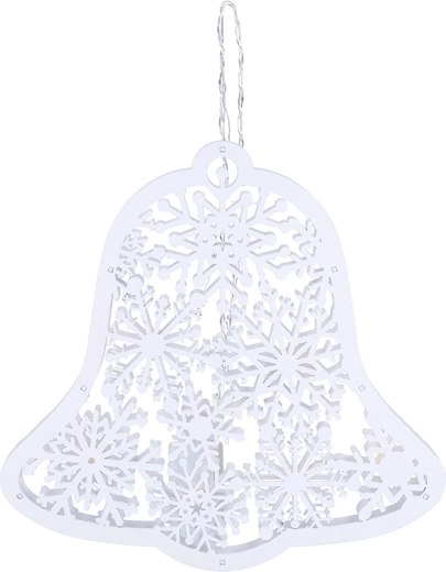 Solight cloche de Noël en bois LED 30 cm, 9 LED, blanche, avec minuterie