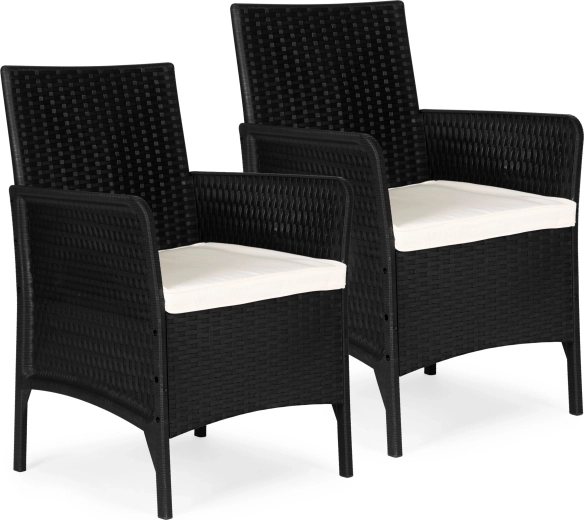 Ensemble de 2 fauteuils de jardin avec coussins, noir – MultiGarden