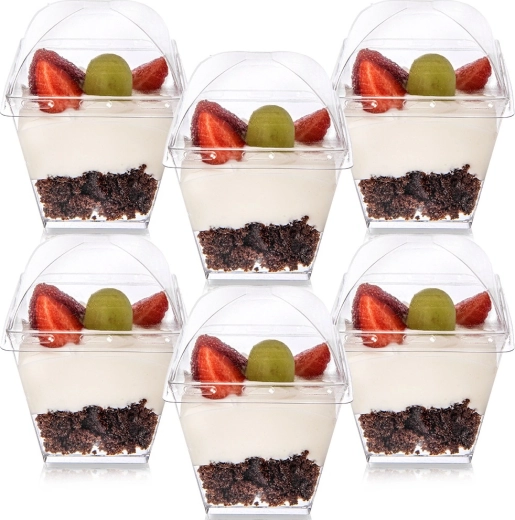 Coupelles en plastique pour desserts et snacks avec couvercles 180 ml, 6 pcs