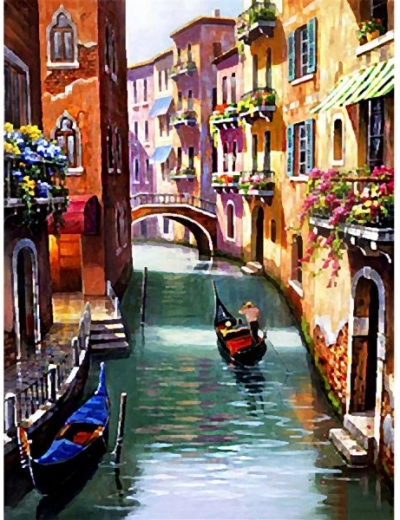 Tableau à peindre par numéros sur châssis 40 × 50 cm – canal à Venise