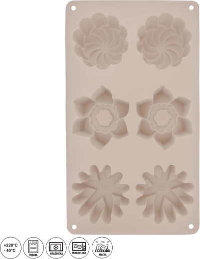 Moule en silicone pour desserts en forme de fleur (6 motifs) - 1 pièce