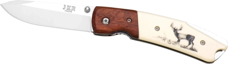 Couteau de poche de chasse pliant Joker avec motif cerf – 7,5 cm