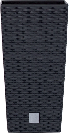 Pot de fleurs en plastique aspect rotin Rato Square 29 cm avec insert – anthracite