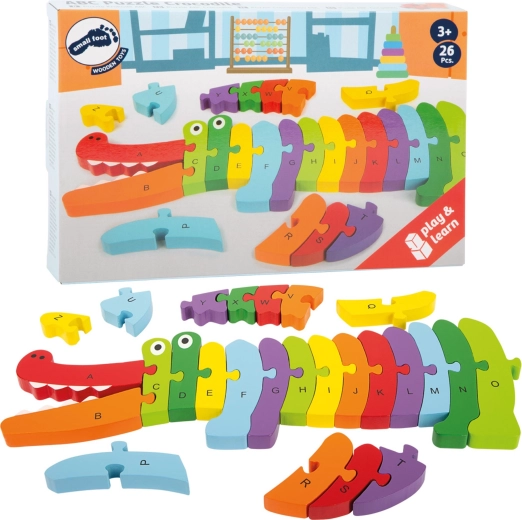 Puzzle en bois crocodile pour apprendre l’alphabet