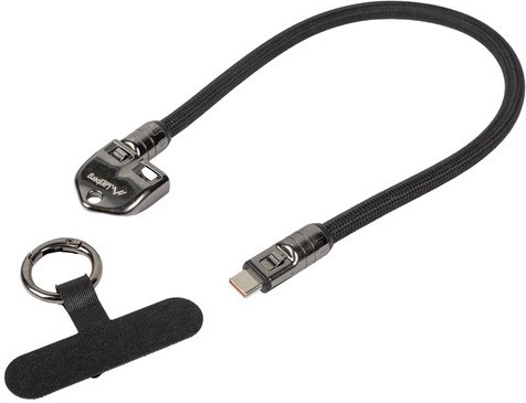 Câble USB-C Lanberg avec porte-clés et dragonne 30 cm 240 W noir