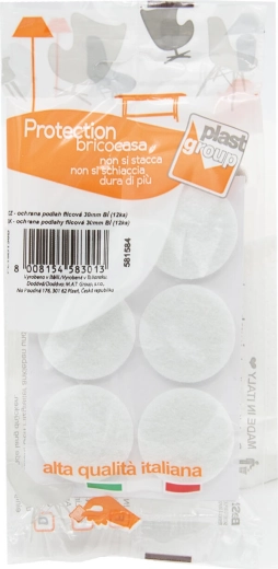 Patins en feutre autocollants pour meubles 30 mm blancs (12 pcs)