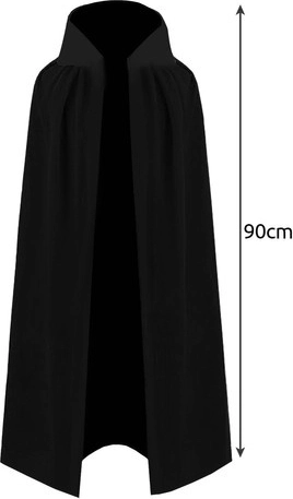Longue cape noire avec col (90 cm)