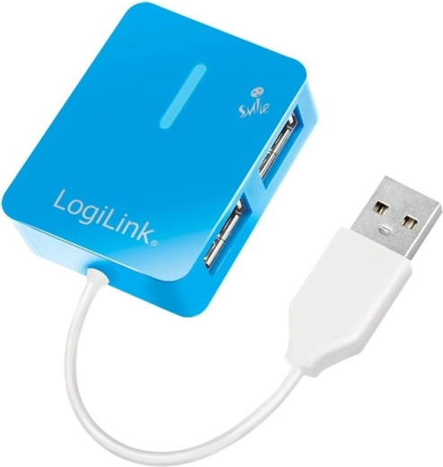 Hub USB 2.0 LogiLink Smile, 4 ports, bleu