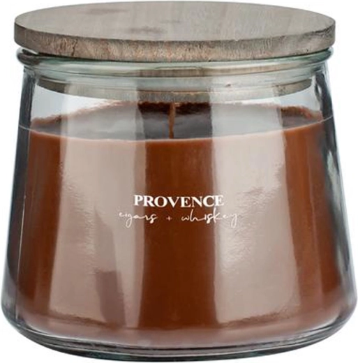 Bougie parfumée en verre Provence avec mèche en bois cigars & whisky 28 h