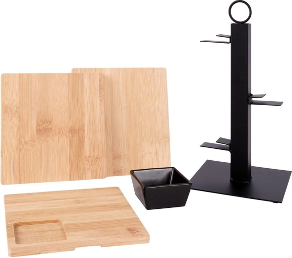 Plateaux en bambou et bol à dips inclus