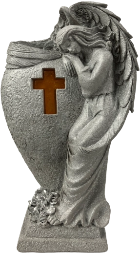 Figurine LED solaire d’ange avec vase pour fleurs 23 cm