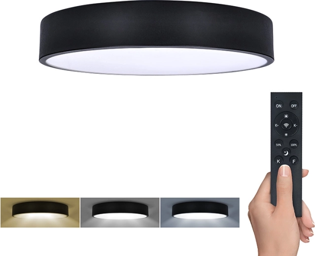 Plafonnier et applique LED Solight Lecce avec télécommande 36 W, 30 cm, noir
