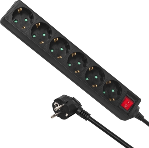 Multiprise parafoudre 6 prises avec interrupteur, câble 5 m