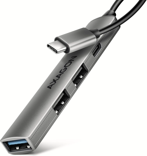 Axagon hue-stc hub usb-c en aluminium 4 ports (1× usb-a 5 gbps, 2× usb-a 2.0, 1× usb-c 2.0, câble 12 cm)