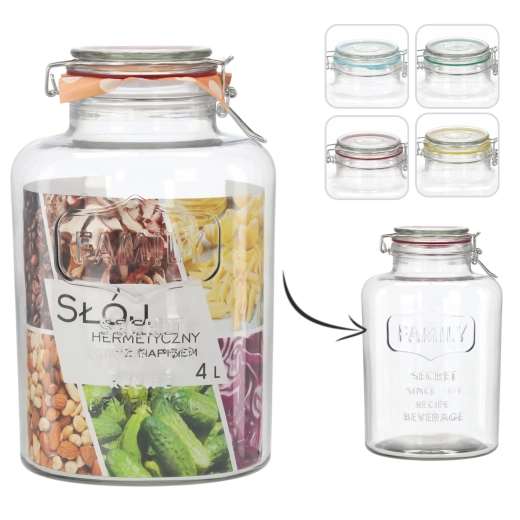 Bocal hermétique en verre 4 l avec inscription FAMILY