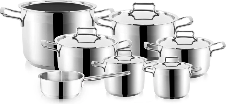 Ensemble de casseroles et faitouts en inox Orion Anett - 12 pièces