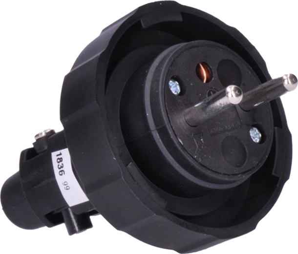 Fiche en caoutchouc Solight pour environnements humides et poussiéreux IP65, droite, noire