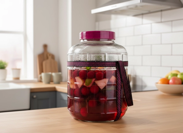 Énorme capacité de 18 l pour vin, limonades et fermentation