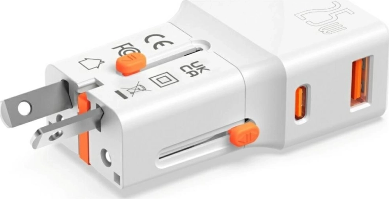 Charge rapide 25 W avec USB‑C PD et USB‑A QC