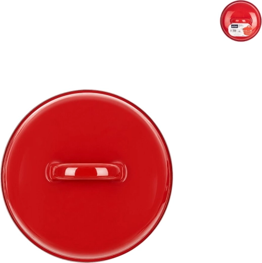Couvercle émaillé avec rebord diamètre 13 cm rouge - 1 pièce