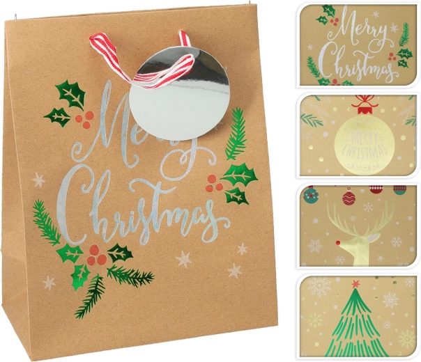 Sac cadeau de Noël M 23 × 18 × 10 cm, assortiment de motifs