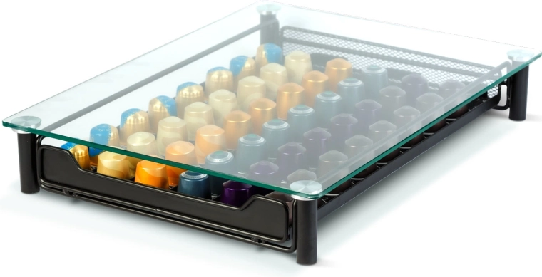Rangement organisé de jusqu’à 60 capsules