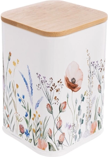 Boîte en métal avec couvercle en bambou PAVOT 7,2 × 7,2 × 10,5 cm