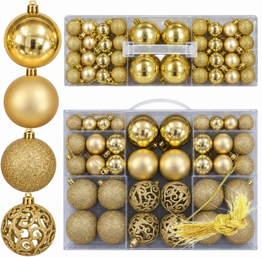 Décorations de Noël incassables pour sapin, set de 100 pièces