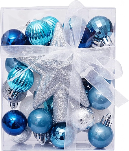Ensemble de décorations de Noël pour sapin avec étoile, 30 pièces