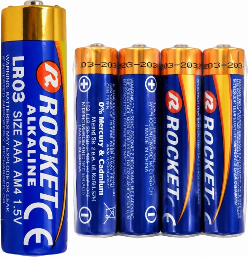Piles alcalines Rocket AAA LR03 1,5 V - 4 pièces