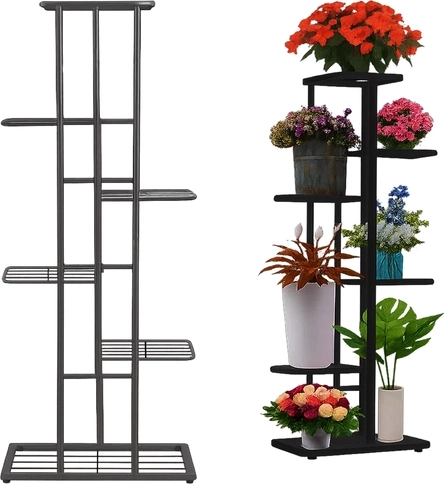 Porte-plantes métallique sur pied RUHHY à 6 niveaux