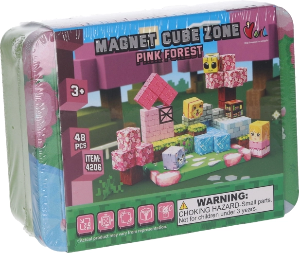 Magnet Cube Zone Pink forest – jeu de construction 48 pièces