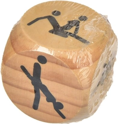 Dé coquin en bois Kamasutra pour couples 6 × 6 cm