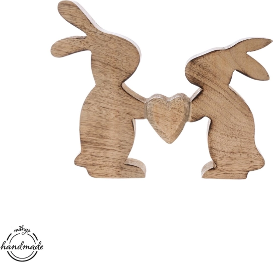 Décoration en bois : lapins avec un cœur