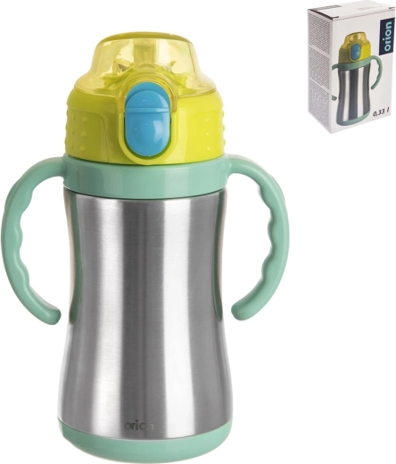 Gourde isotherme en acier inoxydable avec paille 330 ml, verte
